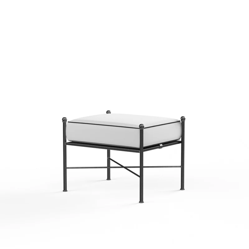 Sunset West - Provence Ottoman w/ Sunbrella Fabric - Pewter Finish - SW3201-OTT Contrast Spectrum / 20.67" X 25.98" X 19.09"