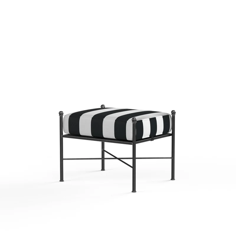 Sunset West - Provence Ottoman w/ Sunbrella Fabric - Pewter Finish - SW3201-OTT Cabana Classic / 20.67" X 25.98" X 19.09"