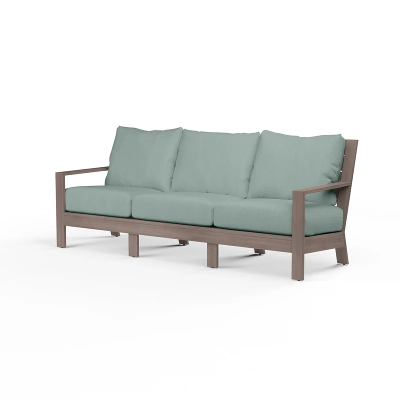 Sunset West - Laguna Sofa w/ Sunbrella Fabric - Driftwood Finish - SW3501-23 Cast Mist / 35.63" X 81.3" X 35.63"