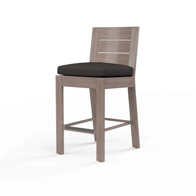 Sunset West - Laguna Barstool - Sunbrella Grade A Farbic No Welt - Driftwood Finish - SW3501-7B Spectrum Carbon / 23" X 20.2" X 44.2"