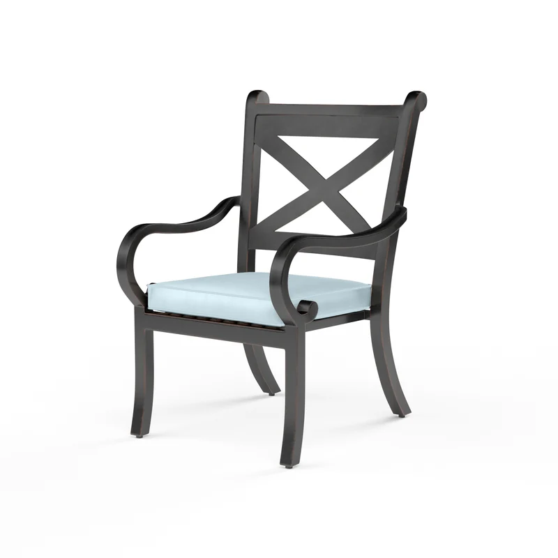 Sunset West - Monterey Dining Chair w/ Sunbrella Fabric - Copper Finish - SW3001-1 Canvas Skyline / 26.18" X 23.43" X 38.78"