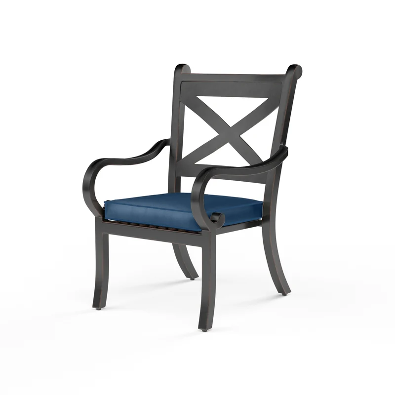 Sunset West - Monterey Dining Chair w/ Sunbrella Fabric - Copper Finish - SW3001-1 Spectrum Indigo / 26.18" X 23.43" X 38.78"