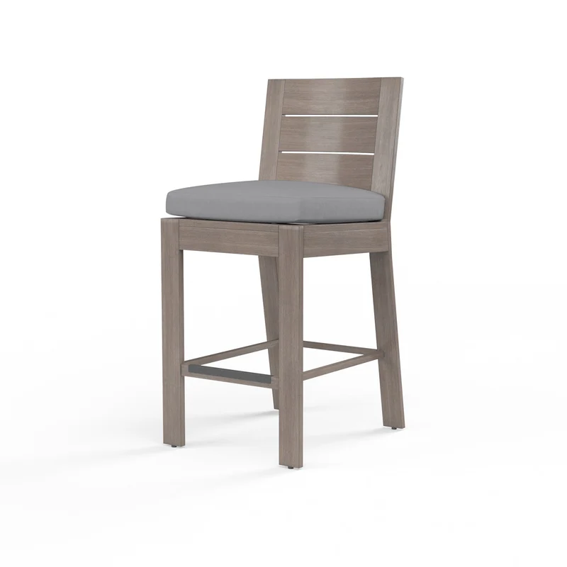 Sunset West - Laguna Counter Stool w/ Sunbrella Fabric - Driftwood Finish - SW3501-7C Canvas Granite / 23.03" X 20.28" X 40.35"
