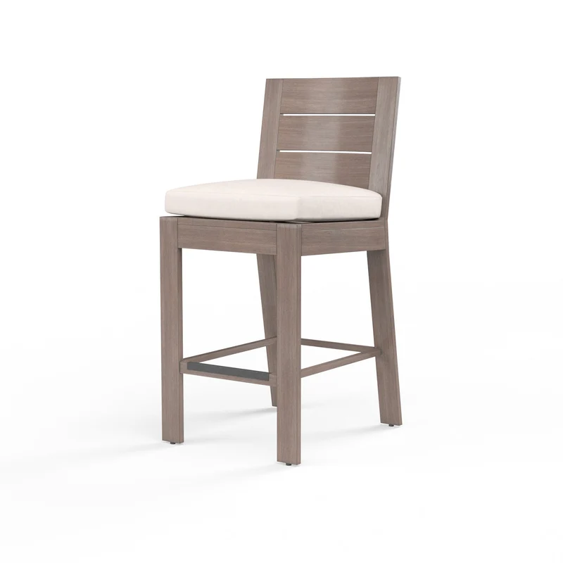 Sunset West - Laguna Counter Stool w/ Sunbrella Fabric - Driftwood Finish - SW3501-7C Canvas Natural / 23.03" X 20.28" X 40.35"