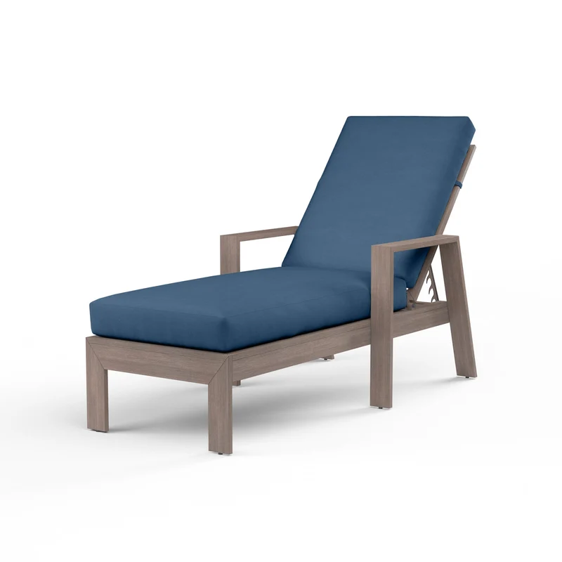 Sunset West - Laguna Chaise Lounge - Driftwood Finish - SW3501-9 Spectrum Indigo / 77.01" X 31.1" X 39.37"