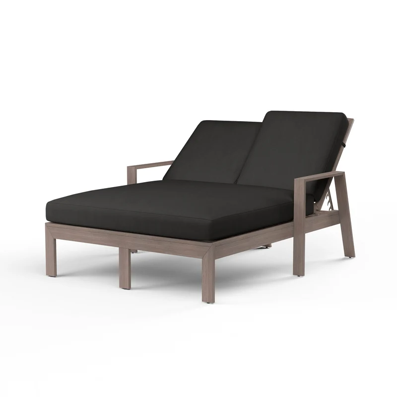Sunset West - Laguna Double Chaise Lounge - Driftwood Finish - SW3501-99 Spectrum Carbon / 77.01" X 56.1" X 39.37"