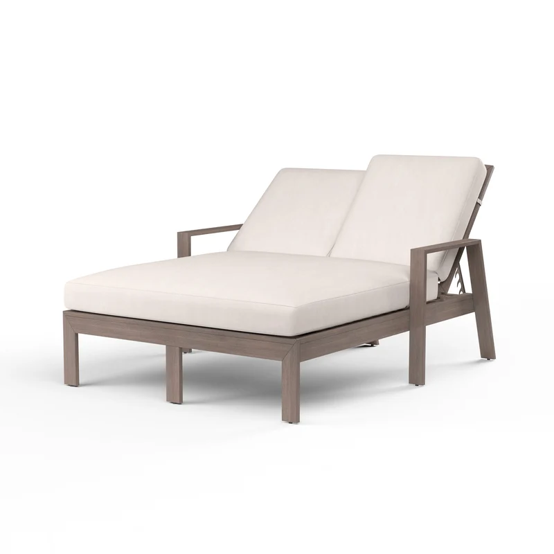 Sunset West - Laguna Double Chaise Lounge - Driftwood Finish - SW3501-99 Canvas Natural / 77.01" X 56.1" X 39.37"