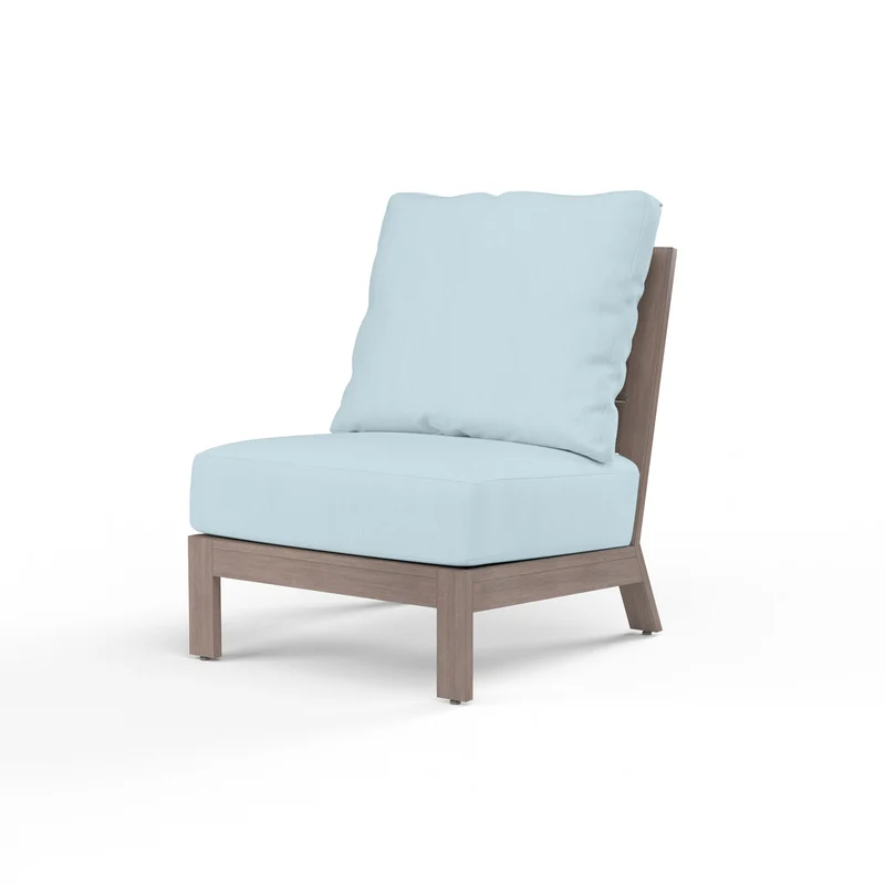 Sunset West - Laguna Armless Club - Sunbrella Fabric No Welt - Driftwood Finish - SW3501-AC Canvas Skyline / 35.63" X 26.06" X 35.63"