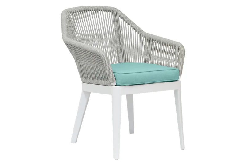 Sunset West - Miami Dining Chair w/ Sunbrella Fabric - Frost Finish - SW4401-1 Dupione Celeste / 27" X 24.5" X 34"