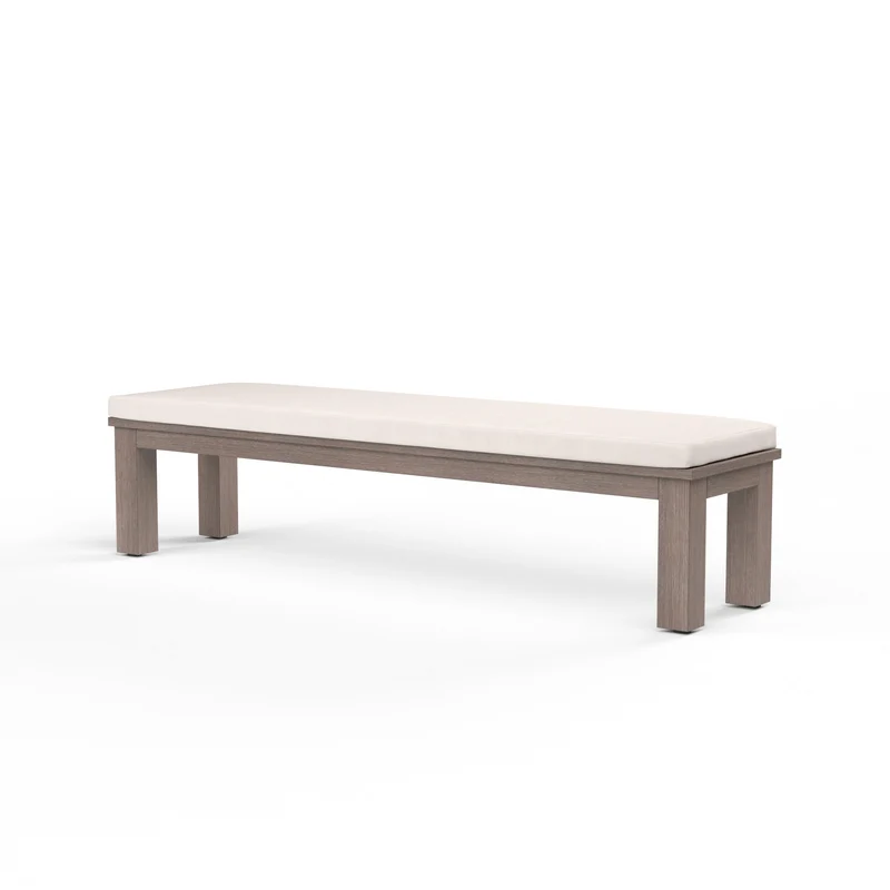 Sunset West - Laguna Dining Bench - Sunbrella Grade A Fabric No Welt - Driftwood Finish - SW3501-BNCH Canvas Natural / 72" X 17.9" X 16.6