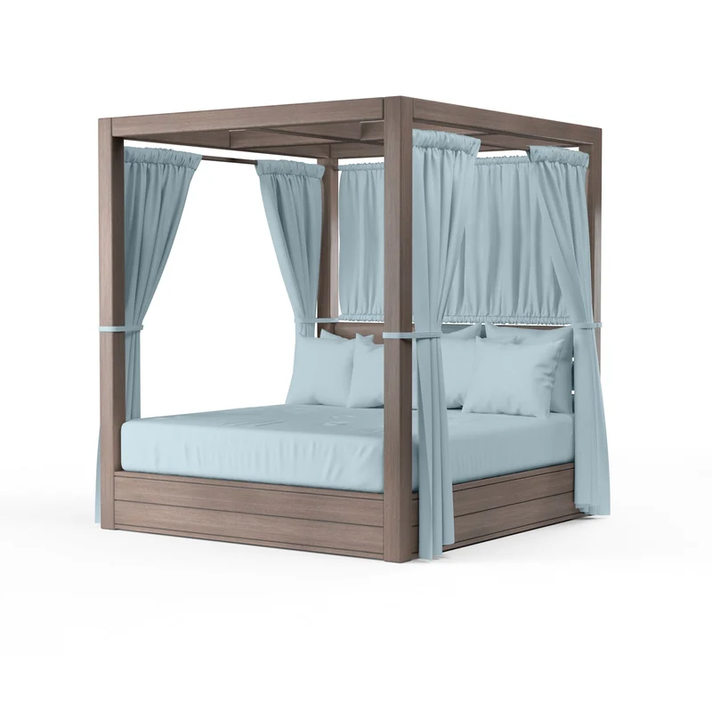 Sunset West - Laguna Resort King Daybed w/ Sunbrella Fabric - Driftwood Finish - SW3501-DB Canvas Skyline / King