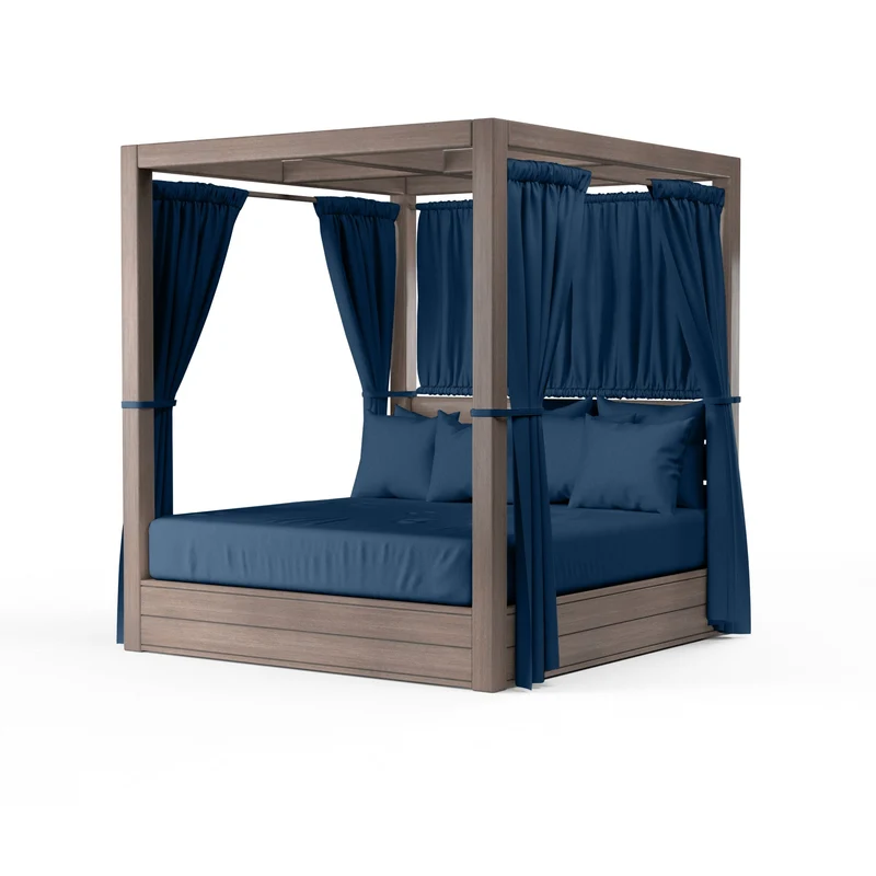 Sunset West - Laguna Resort King Daybed w/ Sunbrella Fabric - Driftwood Finish - SW3501-DB Spectrum Indigo / King