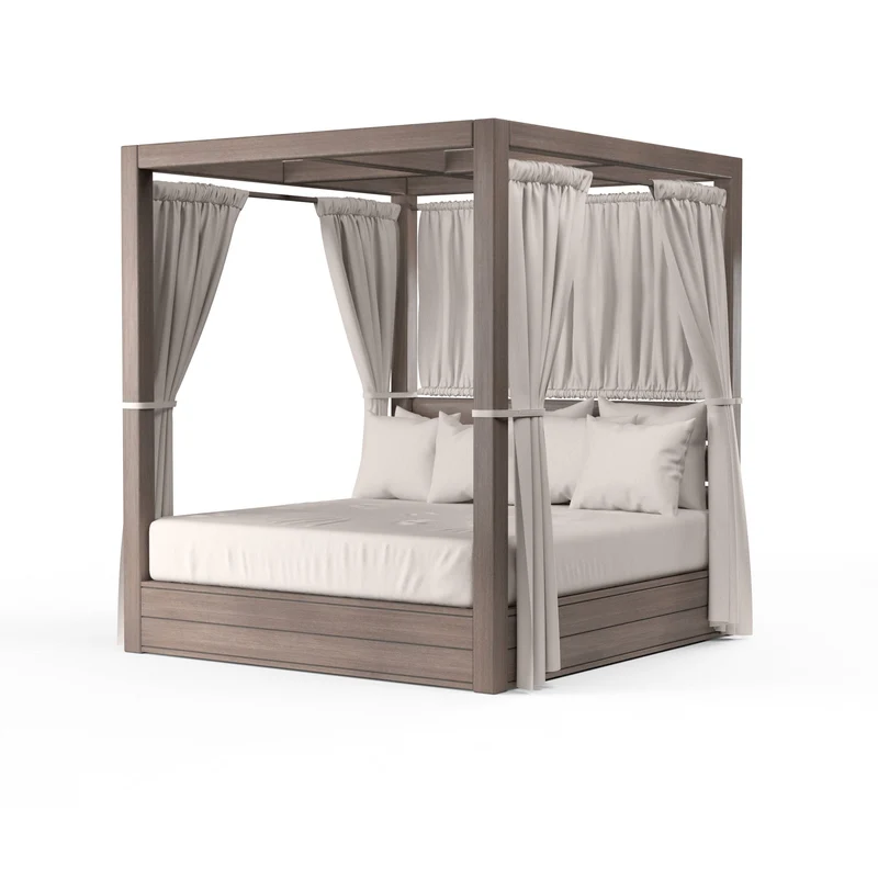 Sunset West - Laguna Resort King Daybed w/ Sunbrella Fabric - Driftwood Finish - SW3501-DB Canvas Natural / King