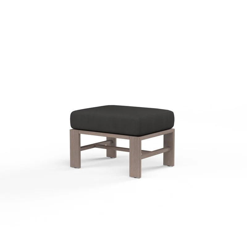 Sunset West - Laguna Ottoman w/ Sunbrella Fabric - Driftwood Finish - SW3501-OTT Spectrum Carbon / 17.99" X 24.02" X 12.01"