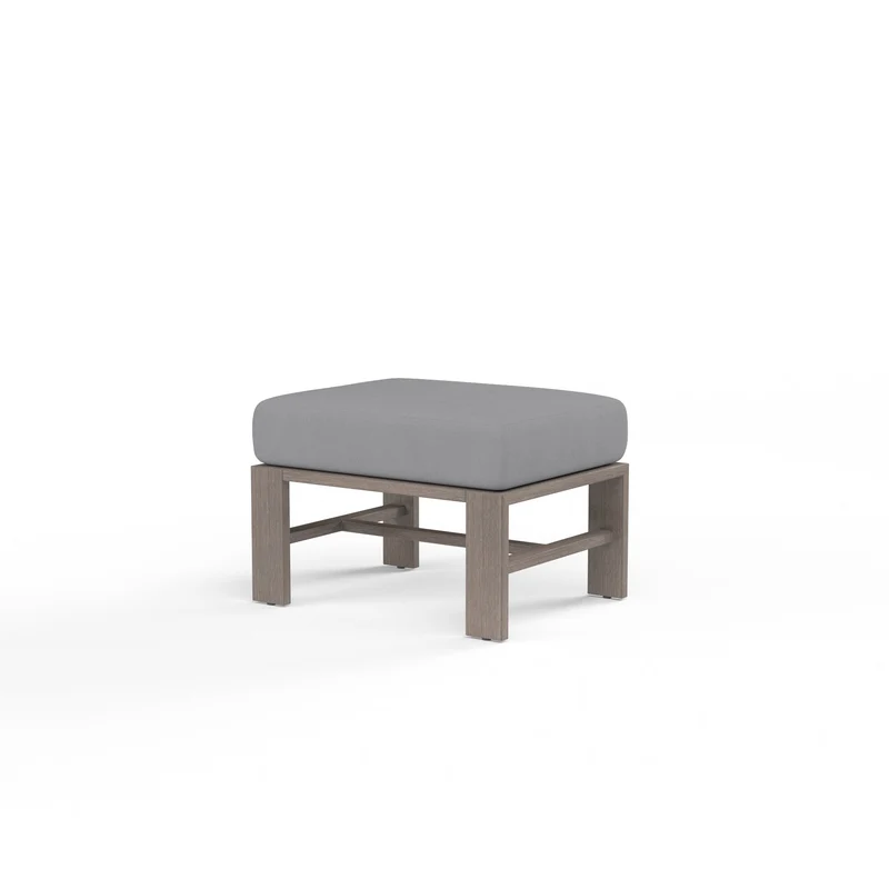 Sunset West - Laguna Ottoman w/ Sunbrella Fabric - Driftwood Finish - SW3501-OTT Canvas Granite / 17.99" X 24.02" X 12.01"