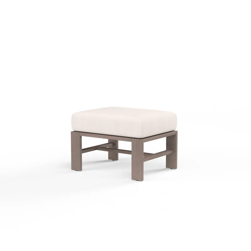 Sunset West - Laguna Ottoman w/ Sunbrella Fabric - Driftwood Finish - SW3501-OTT Canvas Natural / 17.99" X 24.02" X 12.01"