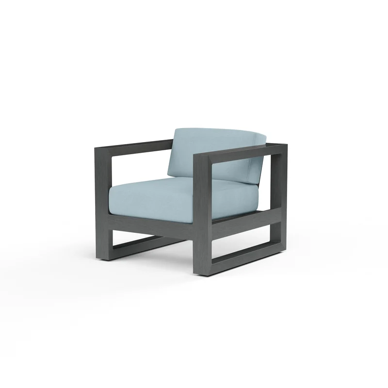 Sunset West - Redondo Club Chair - Sunbrella Fabric No Welt - Slate Finish - SW3801-21 Canvas Skyline / 34.65" X 31.1" X 27.36"