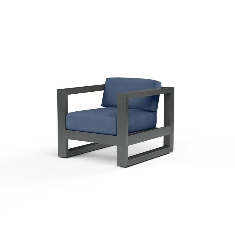 Sunset West - Redondo Club Chair - Sunbrella Fabric No Welt - Slate Finish - SW3801-21 Spectrum Indigo / 34.65" X 31.1" X 27.36"
