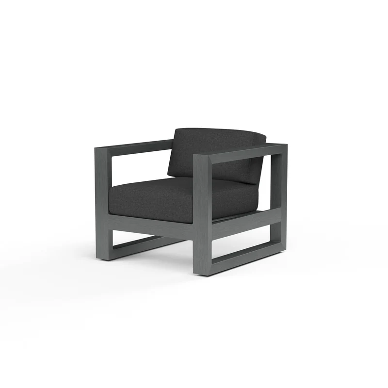 Sunset West - Redondo Club Chair - Sunbrella Fabric No Welt - Slate Finish - SW3801-21 Spectrum Carbon / 34.65" X 31.1" X 27.36"