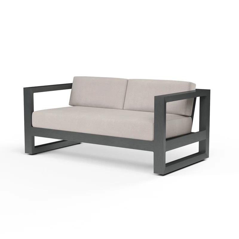 Sunset West - Redondo Loveseat w/ Sunbrella Fabric - Slate Finish - SW3801-22 Canvas Natural / 34.65" X 64.96" X 27.36"