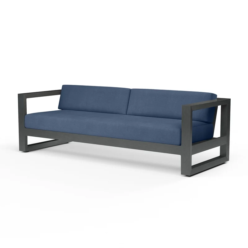 Sunset West - Redondo Sofa w/ Sunbrella Fabric - Slate Finish - SW3801-23 Spectrum Indigo / 34.65" X 89.96" X 27.36"