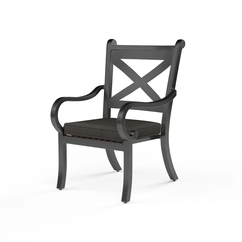 Sunset West - Monterey Dining Chair w/ Sunbrella Fabric - Copper Finish - SW3001-1 Spectrum Carbon / 26.18" X 23.43" X 38.78"