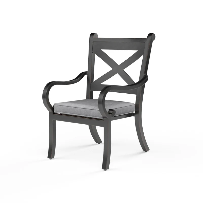 Sunset West - Monterey Dining Chair w/ Sunbrella Fabric - Copper Finish - SW3001-1 Canvas Granite / 26.18" X 23.43" X 38.78"