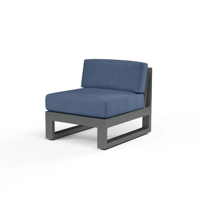 Sunset West - Redondo Armless Club - Sunbrella Fabric No Welt - Slate Finish - SW3801-AC Spectrum Indigo / 34.65" X 28.94" X 27.36"