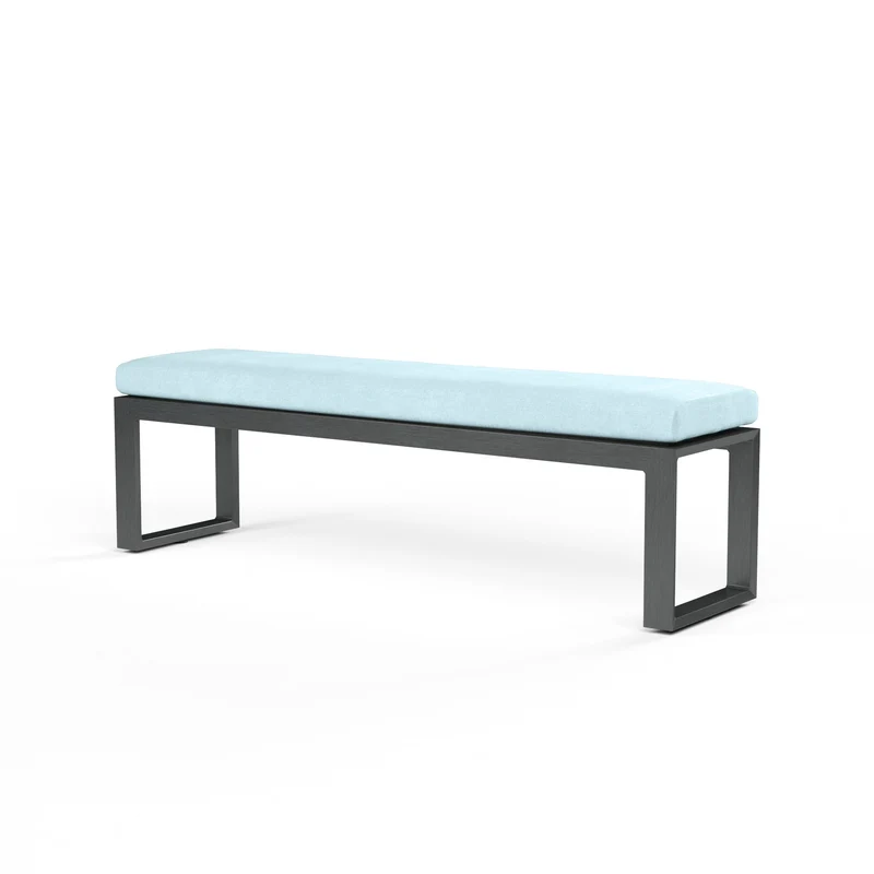 Sunset West - Redondo Dining Benc - Sunbrella Grade A Fabric No Welt - Slate Finish - SW3801-BNCH Canvas Skyline / 17.9" X 72" X 16.6