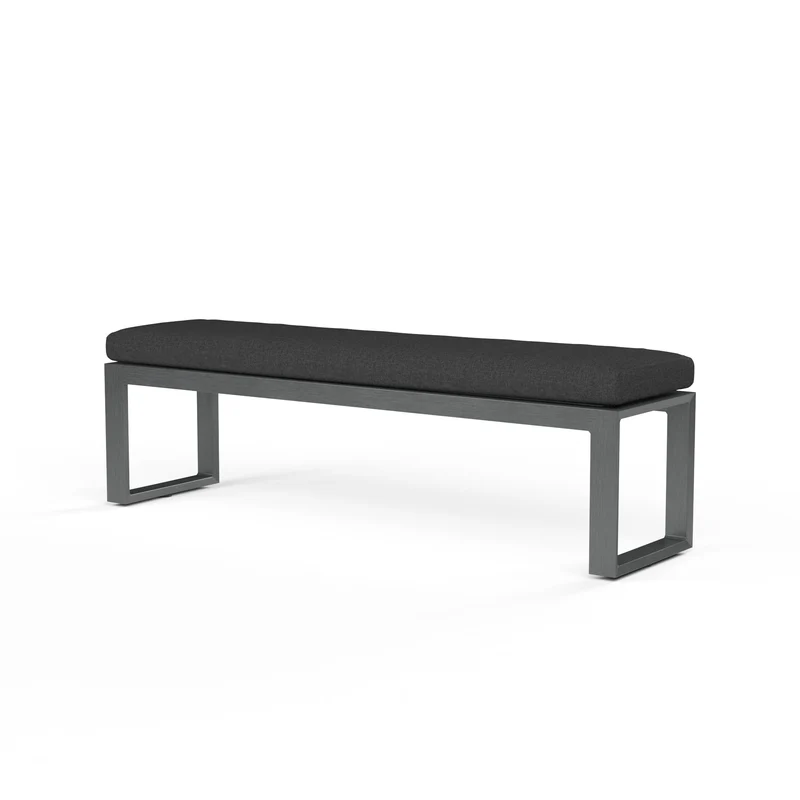 Sunset West - Redondo Dining Benc - Sunbrella Grade A Fabric No Welt - Slate Finish - SW3801-BNCH Spectrum Carbon / 17.9" X 72" X 16.6