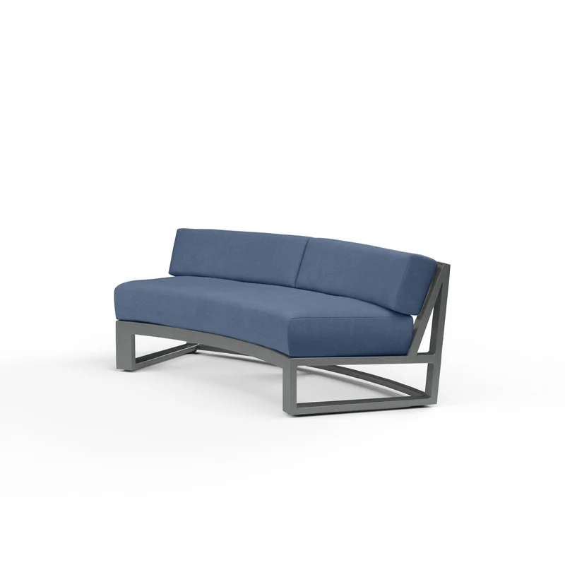 Sunset West - Redondo Curved Sofa w/ Sunbrella Fabric - SW3801-CRV Spectrum Indigo / 37.32" X 69.33" X 28.15"