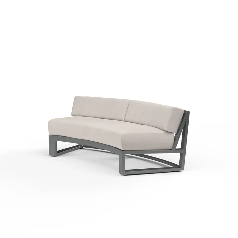 Sunset West - Redondo Curved Sofa w/ Sunbrella Fabric - SW3801-CRV Canvas Natural / 37.32" X 69.33" X 28.15"