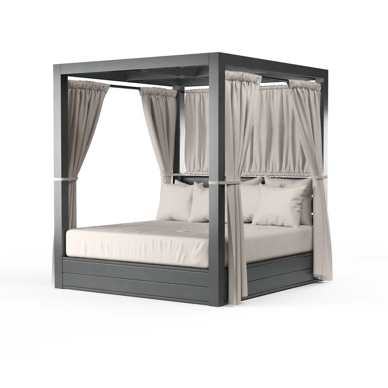 Sunset West - Redondo Resort King Day Bed w/ Sunbrella Fabric - Slate Finish - SW3801-DB Canvas Natural / King