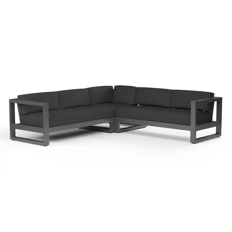 Sunset West - Redondo Sectional w/ Sunbrella Fabric - Slate Finish - SW3801-SEC Spectrum Carbon / 96.07" X 96.07" X 27.36"