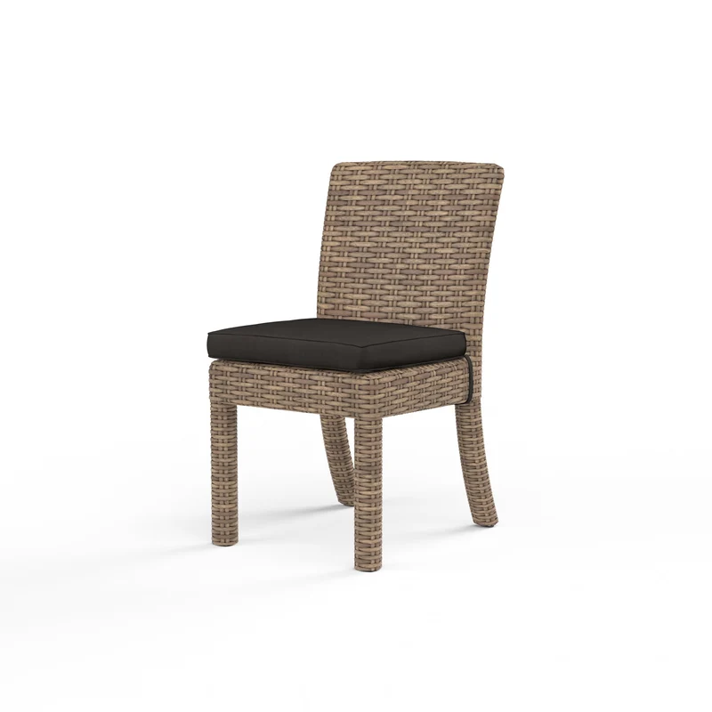 Sunset West - Havana Armless Dining Chair w/ Sunbrella Fabric - Tobacco Finish - SW1701-1A Spectrum Carbon / 25.6" X 20" X 36.6"