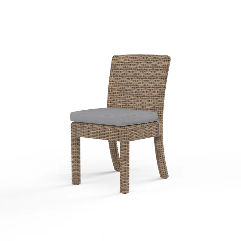 Sunset West - Havana Armless Dining Chair w/ Sunbrella Fabric - Tobacco Finish - SW1701-1A Canvas Granite / 25.6" X 20" X 36.6"