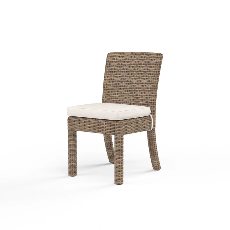 Sunset West - Havana Armless Dining Chair w/ Sunbrella Fabric - Tobacco Finish - SW1701-1A Canvas Natural / 25.6" X 20" X 36.6"
