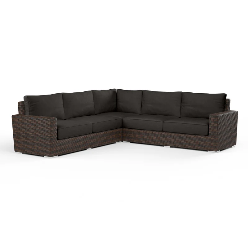 Sunset West - Montecito Sectional w/ Sunbrella Fabric - Cognac Finish - SW2501-SEC Spectrum Carbon / 36.6" X 36.6" X 33"