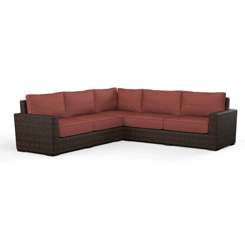 Sunset West - Montecito Sectional w/ Sunbrella Fabric - Cognac Finish - SW2501-SEC Canvas Henna / 36.6" X 36.6" X 33"