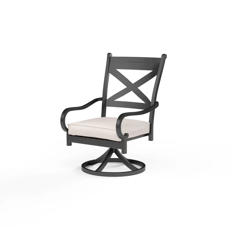 Sunset West - Monterey Swivel Dining Chair - Sunbrella Fabric w/ Welt - Copper Finish - SW3001-11 Canvas Natural / 26.18" X 23.43" X 38.78"