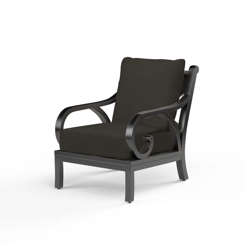 Sunset West - Monterey Club Chair - Sunbrella Fabric w/ Welt - Copper Finish - SW3001-21 Spectrum Carbon / 35.63" X 29.53" X 35.83"