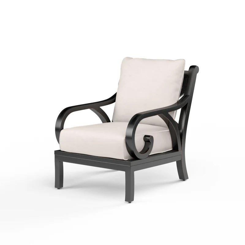 Sunset West - Monterey Club Chair - Sunbrella Fabric w/ Welt - Copper Finish - SW3001-21 Canvas Natural / 35.63" X 29.53" X 35.83"