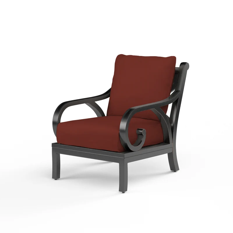 Sunset West - Monterey Club Chair - Sunbrella Fabric w/ Welt - Copper Finish - SW3001-21 Canvas Henna / 35.63" X 29.53" X 35.83"