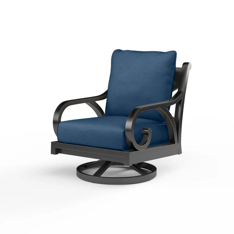Sunset West - Monterey Swivel Rocker - Sunbrella Fabric w/ Welt - Copper Finish - SW3001-21SR Spectrum Indigo / 35.63" X 29.53" X 35.83"