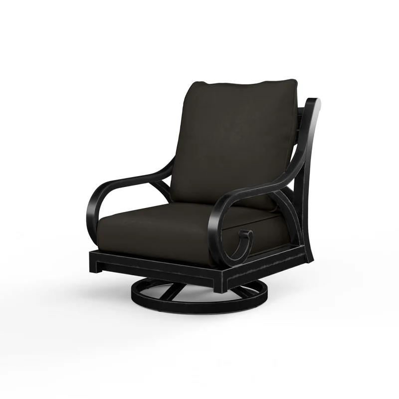 Sunset West - Monterey Swivel Rocker - Sunbrella Fabric w/ Welt - Copper Finish - SW3001-21SR Spectrum Carbon / 35.63" X 29.53" X 35.83"