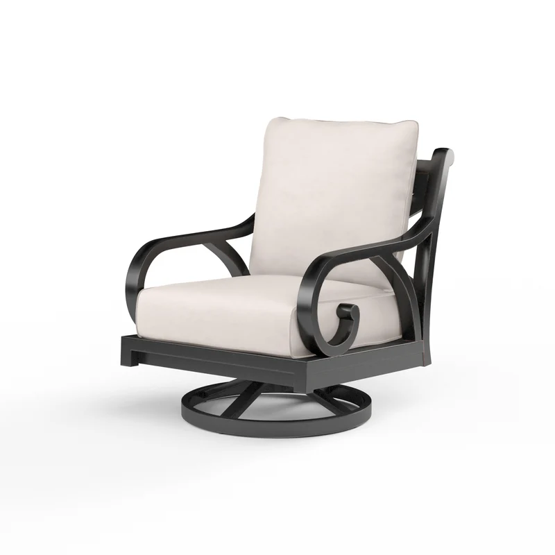 Sunset West - Monterey Swivel Rocker - Sunbrella Fabric w/ Welt - Copper Finish - SW3001-21SR Canvas Natural / 35.63" X 29.53" X 35.83"