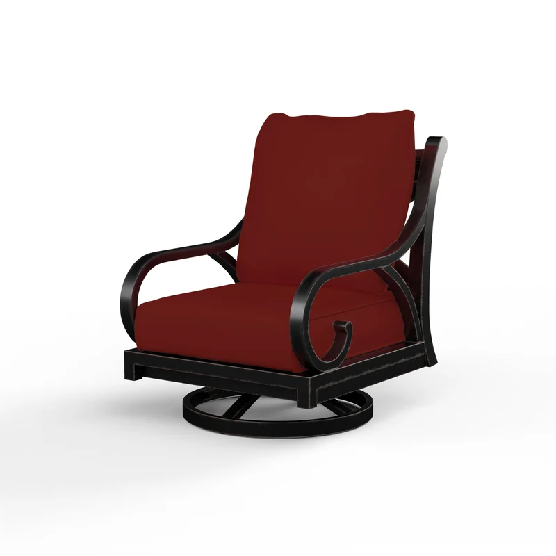Sunset West - Monterey Swivel Rocker - Sunbrella Fabric w/ Welt - Copper Finish - SW3001-21SR Canvas Henna / 35.63" X 29.53" X 35.83"