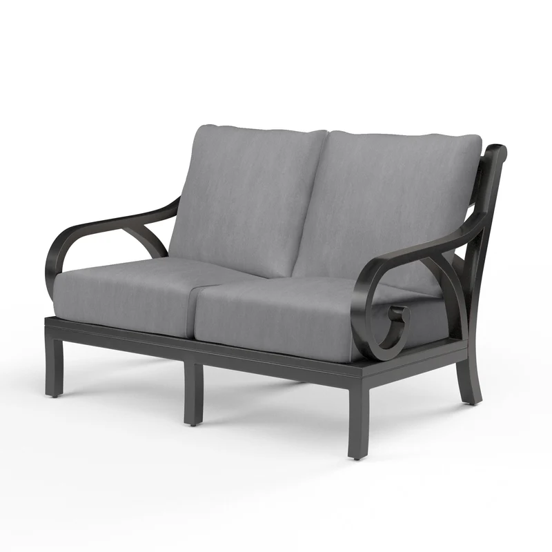 Sunset West - Monterey Loveseat w/ Sunbrella Fabric - Copper Finish - SW3001-22 Canvas Granite / 35.63" X 55.51" X 35.83"