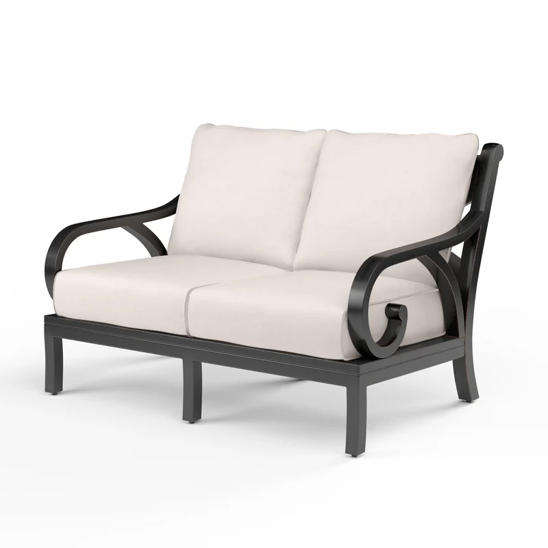 Sunset West - Monterey Loveseat w/ Sunbrella Fabric - Copper Finish - SW3001-22 Canvas Natural / 35.63" X 55.51" X 35.83"