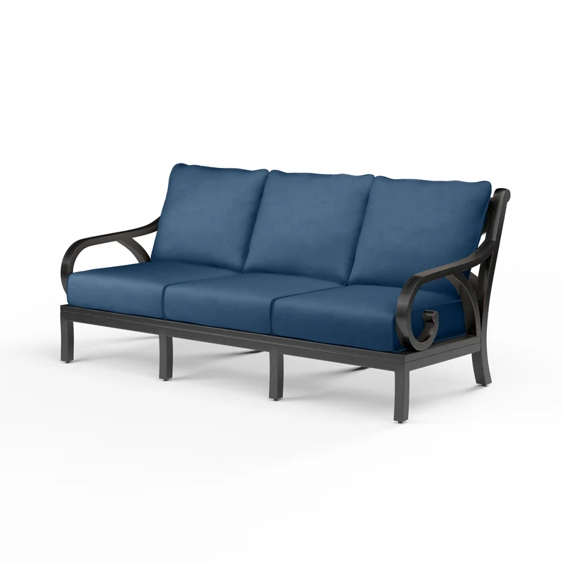 Sunset West - Monterey Sofa w/ Sunbrella Fabric - Copper Finish - SW3001-23 Spectrum Indigo / 35.63" X 80.91" X 35.83"